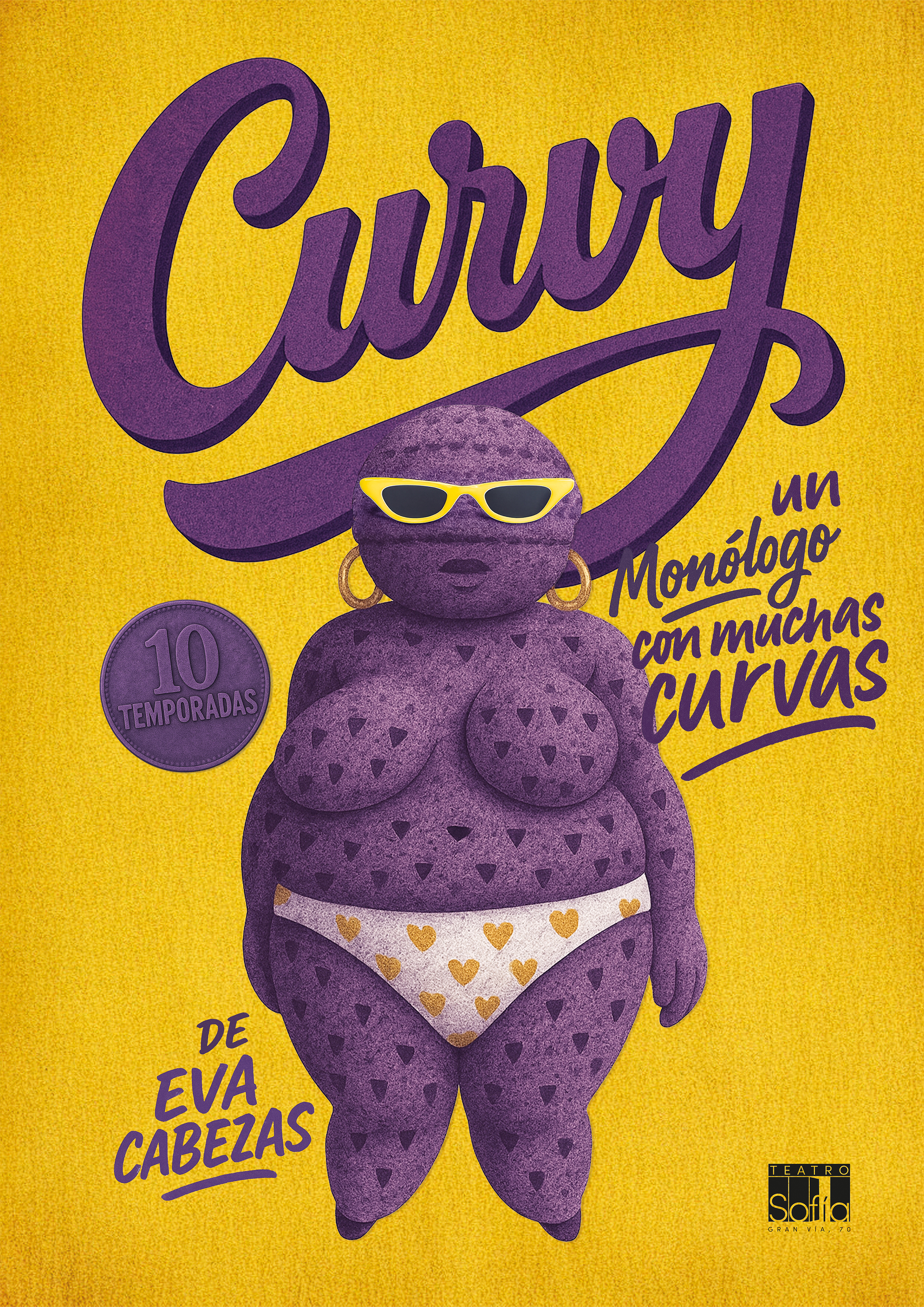Cartell del monòleg d'humor Curvy d'Eva Cabezas al Teatre Sofia Madrid